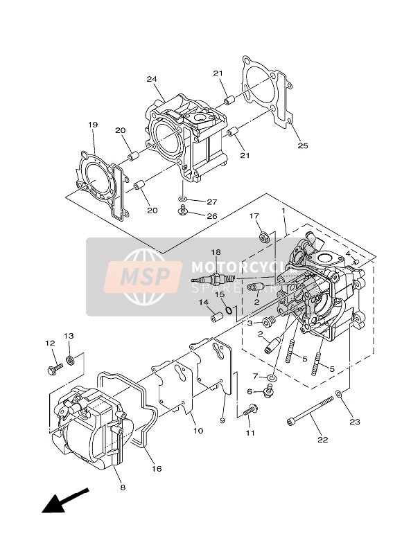 Yamaha MW125 2016 Cylinder Head for a 2016 Yamaha MW125